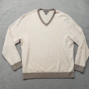 Daniel Cremieux Men's Beige V-Neck Sweater